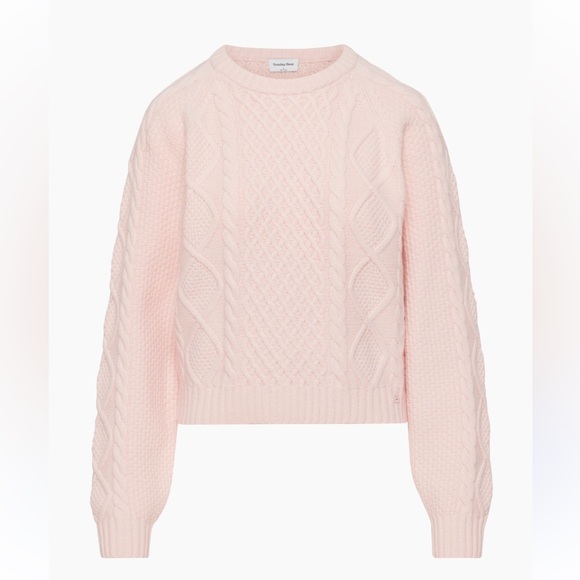 Aritzia Sunday Best Lima Sweater Merino wool cable-knit sweater Size medium - Picture 5 of 11